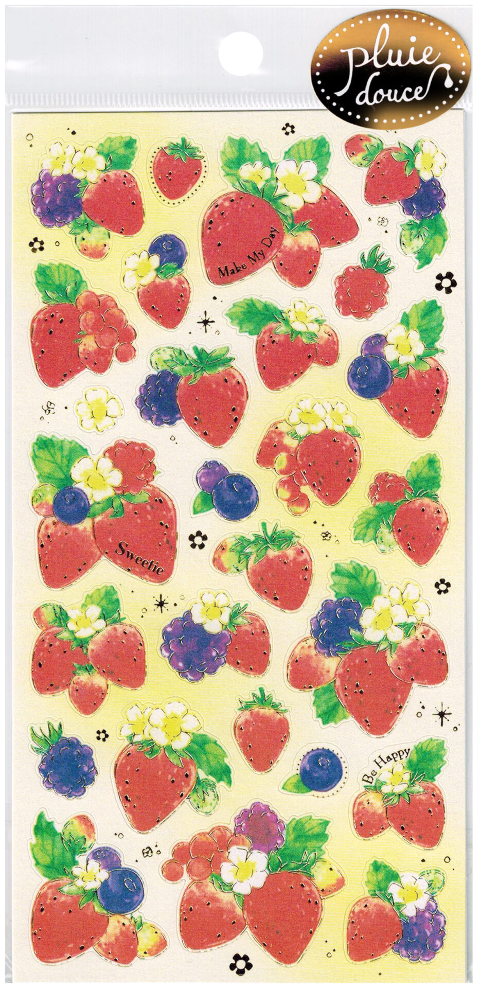 Mind Wave Pluie Douce Strawberries Guilded Sticker Sheet