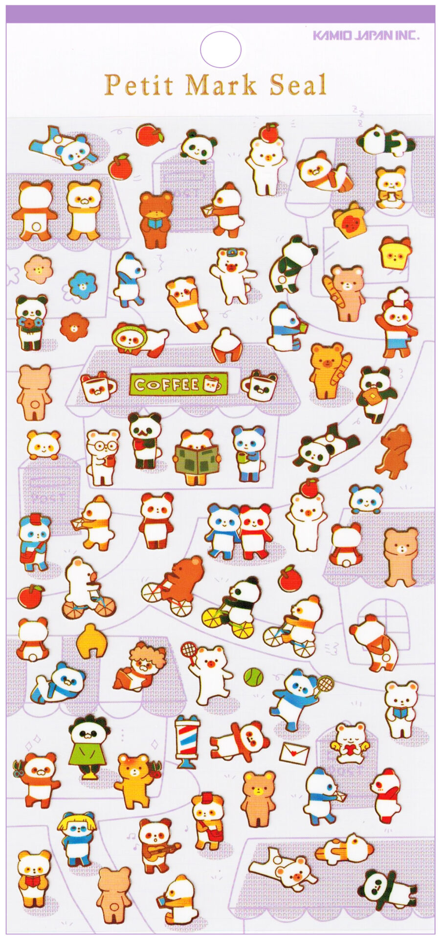 Kamio Glossy Petite Die-Cut Sticker Sheet: Sports Bears