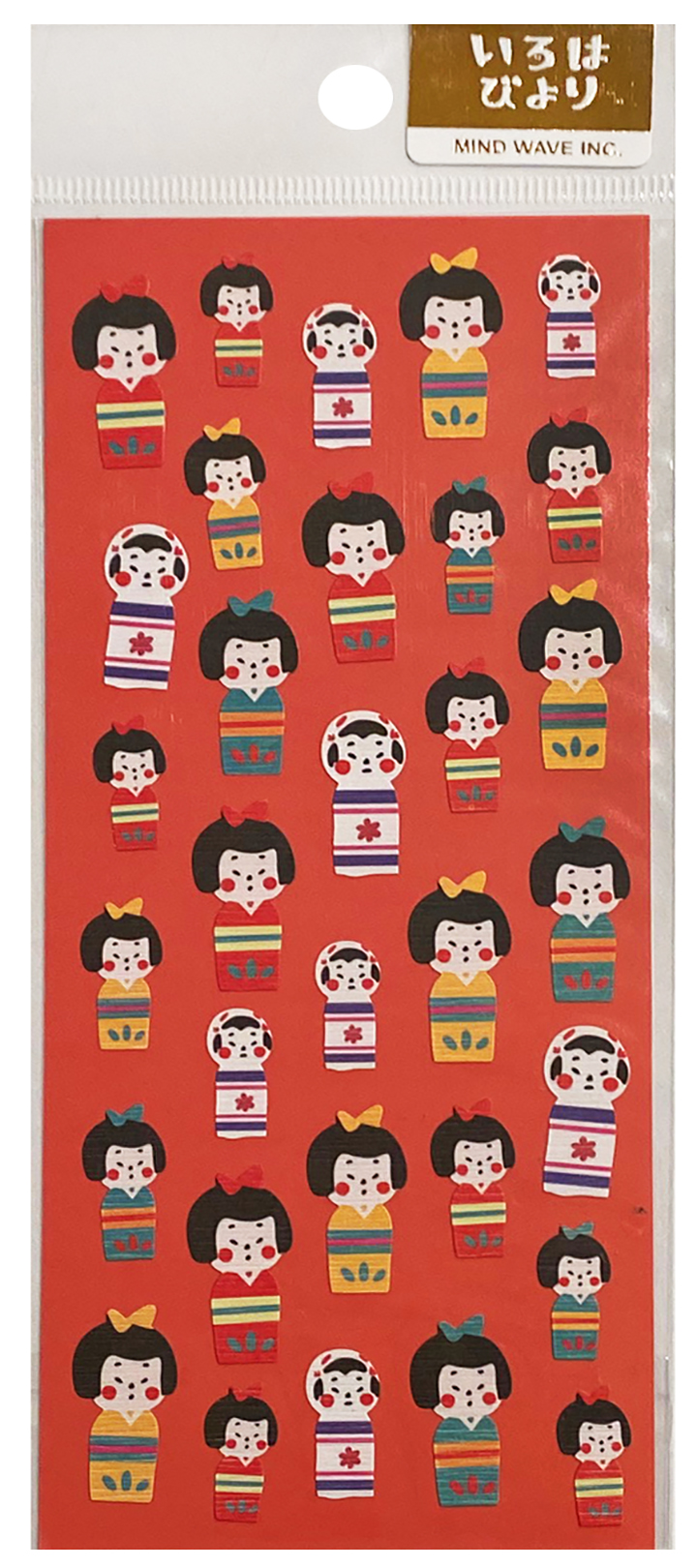 Mind Wave Kokeshi Doll Textured Paper Sticker Sheet