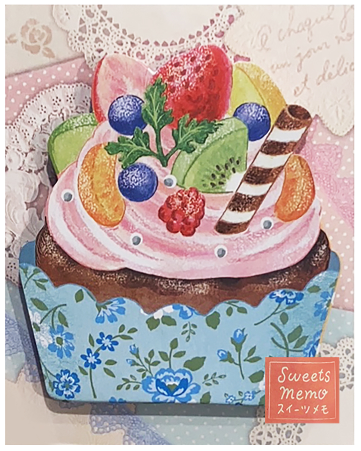Amifa Die-Cut Sweets Memo Pad: Fruit Cupcake