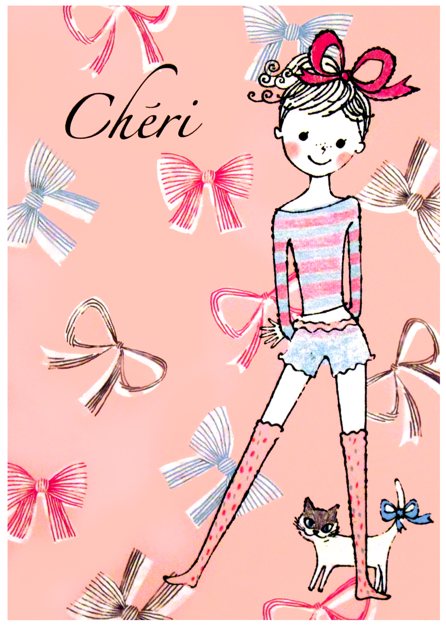 Shinzi Katoh Cheri Pink Ribbon Postcard