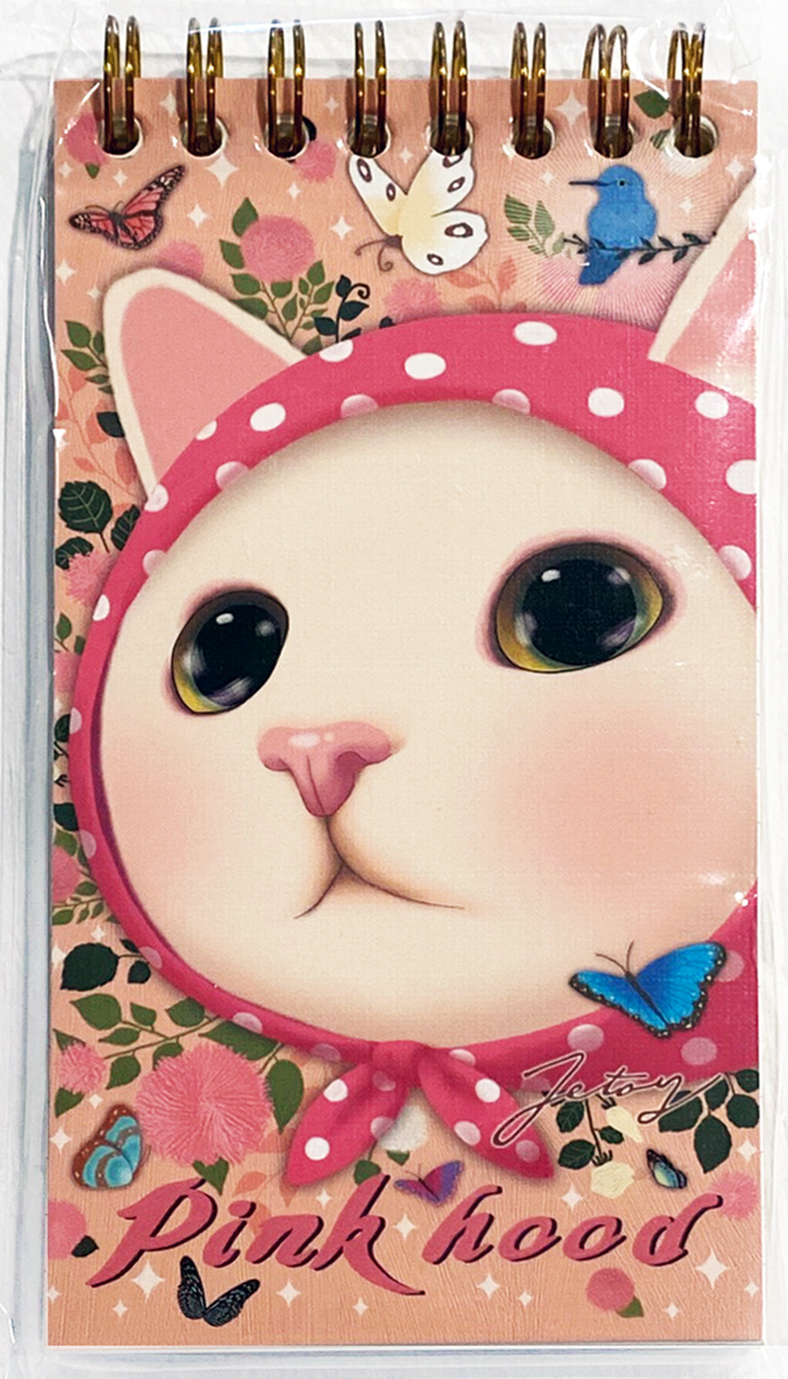 Jetoy Choo Choo Cat Spiral Notebook: Pink Hood