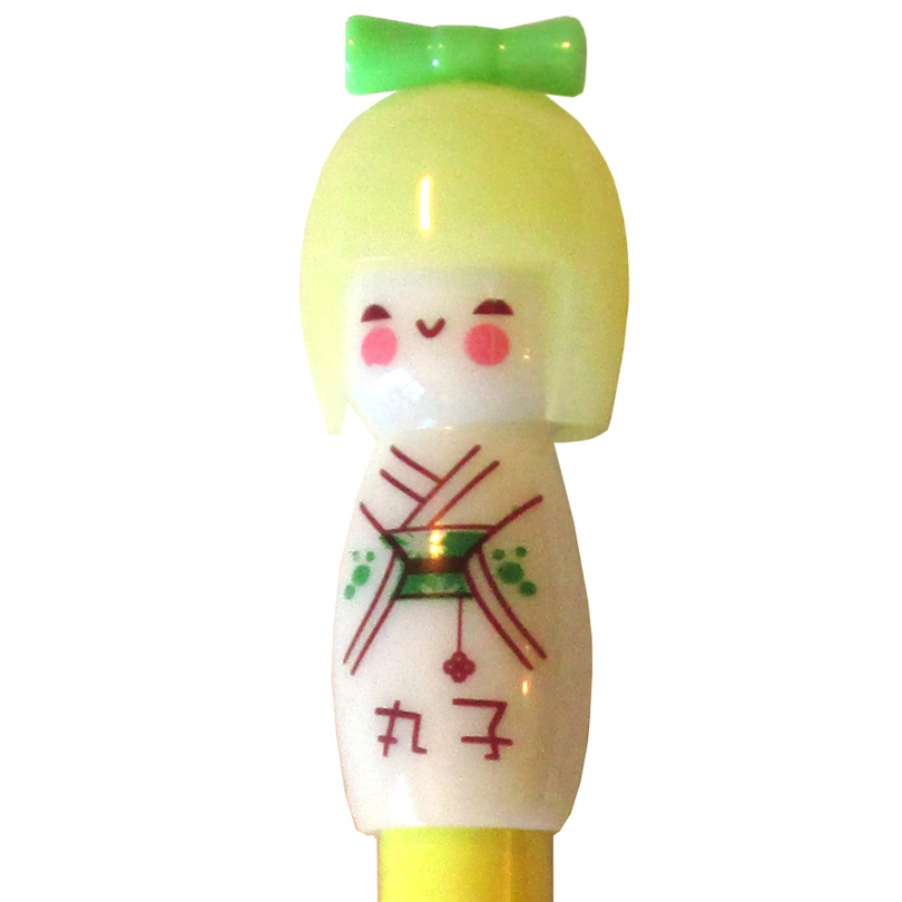 Kokeshi Doll Gel Ink Pen: Green Bow