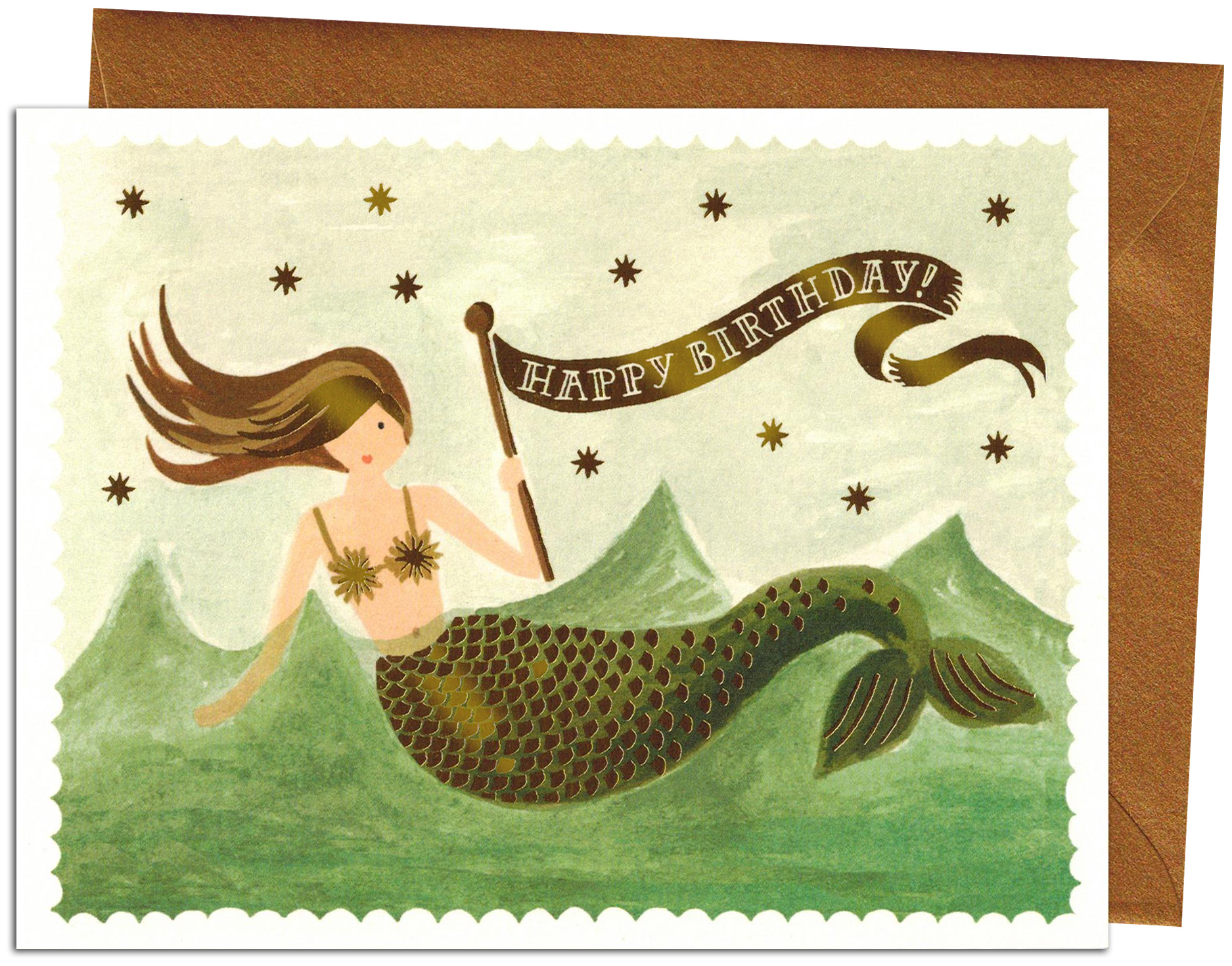 Rifle Paper Co. Happy Birthday Guilded Mermaid Note Card
