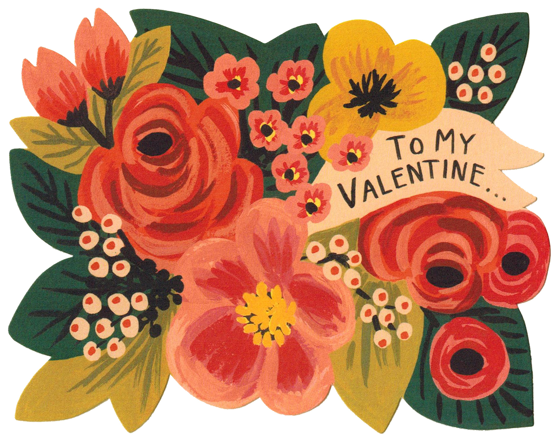 Rifle Paper Co. Die-Cut To My Valentine Roses Note Card
