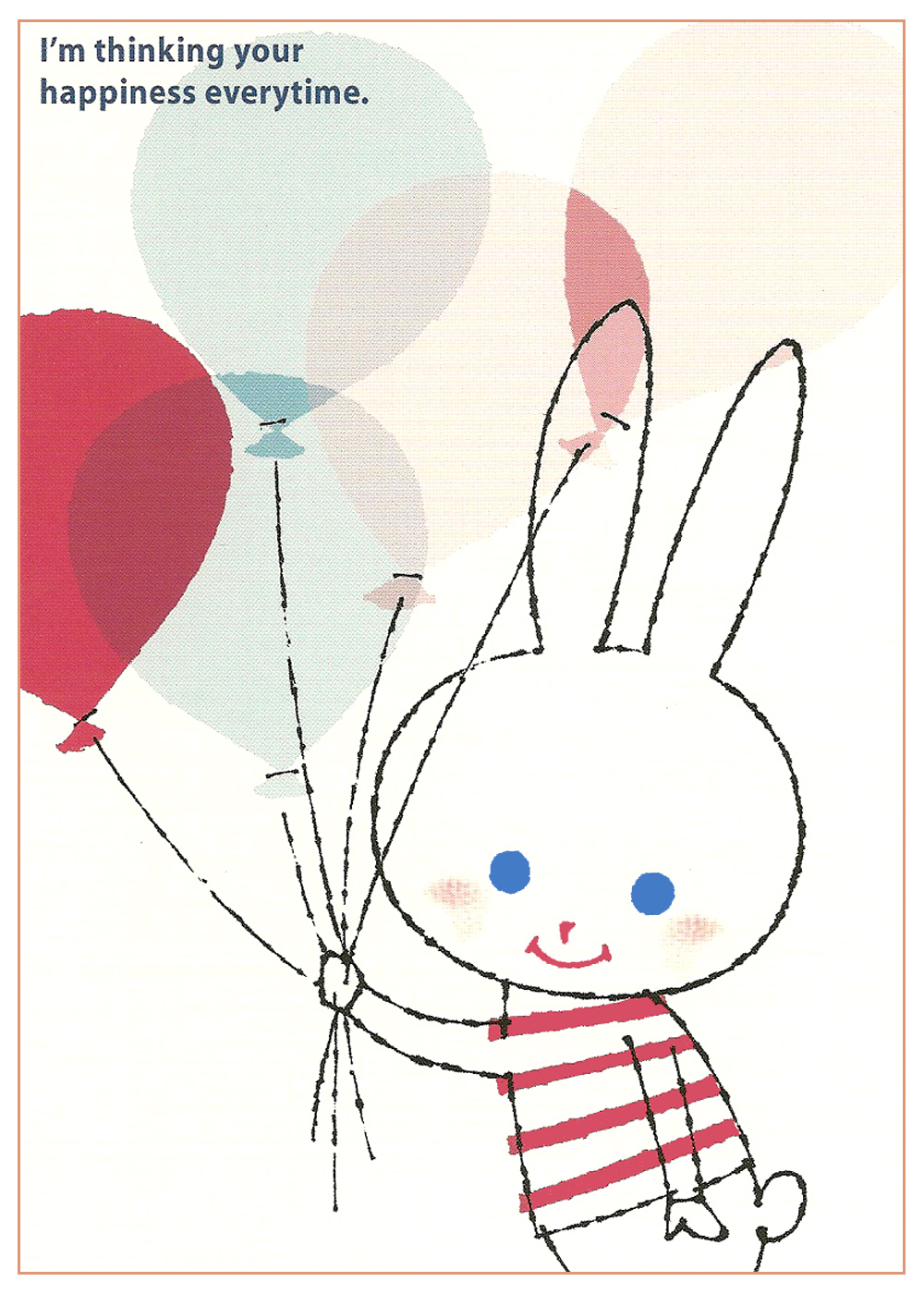 Shinzi Katoh Happiness Balloon Rabbit Postcard