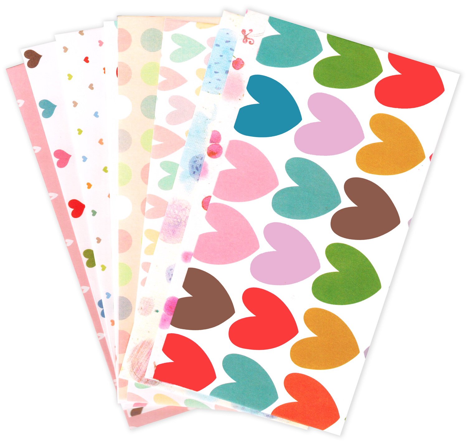 Rainbow Hearts Kawaii Paper 10-Envelope Set - Kawaii Depot