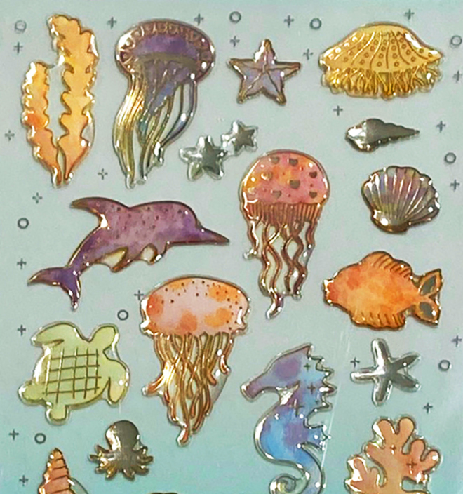 Nekoni Underwater Ocean Epoxy Jewel Sticker Sheet