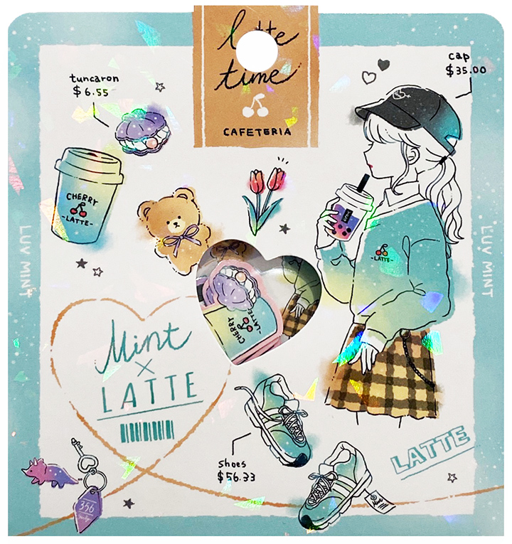 Q-Lia Mint x Latte Girl Die-Cut Sticker Sack