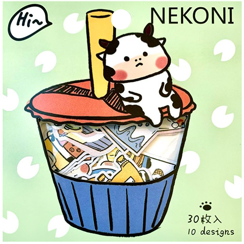 Nekoni Farm Cow Milk Die-Cut Plastic Sticker Sack