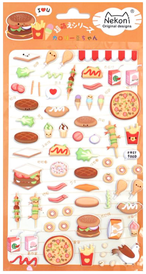 Nekoni Fast Food Puffy Sticker Sheet