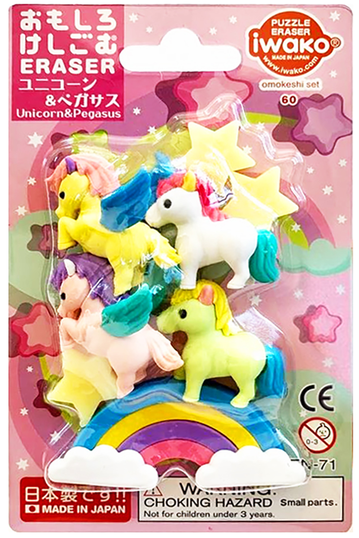 Iwako Rainbow Star Unicorn Kawaii Mini Eraser Set