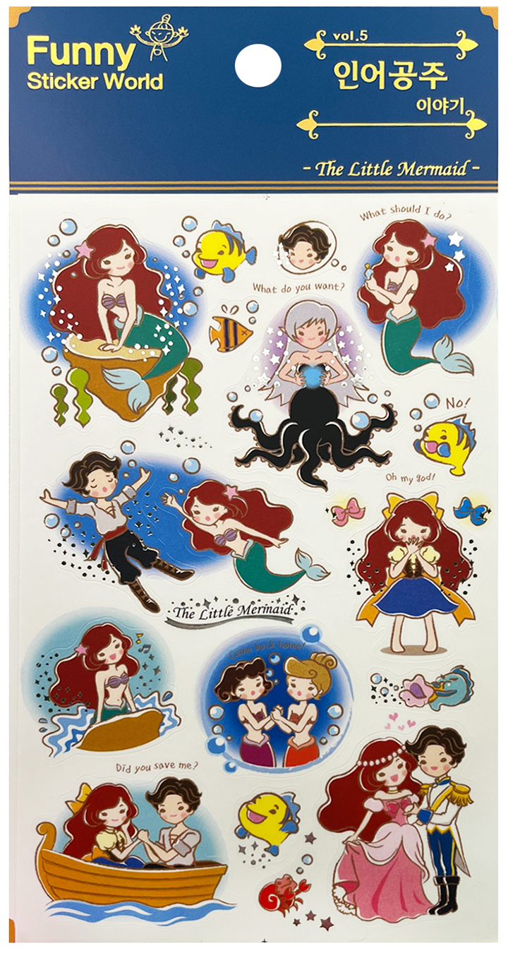 Funny Sticker World Little Mermaid Fairy Tale Sticker Sheet