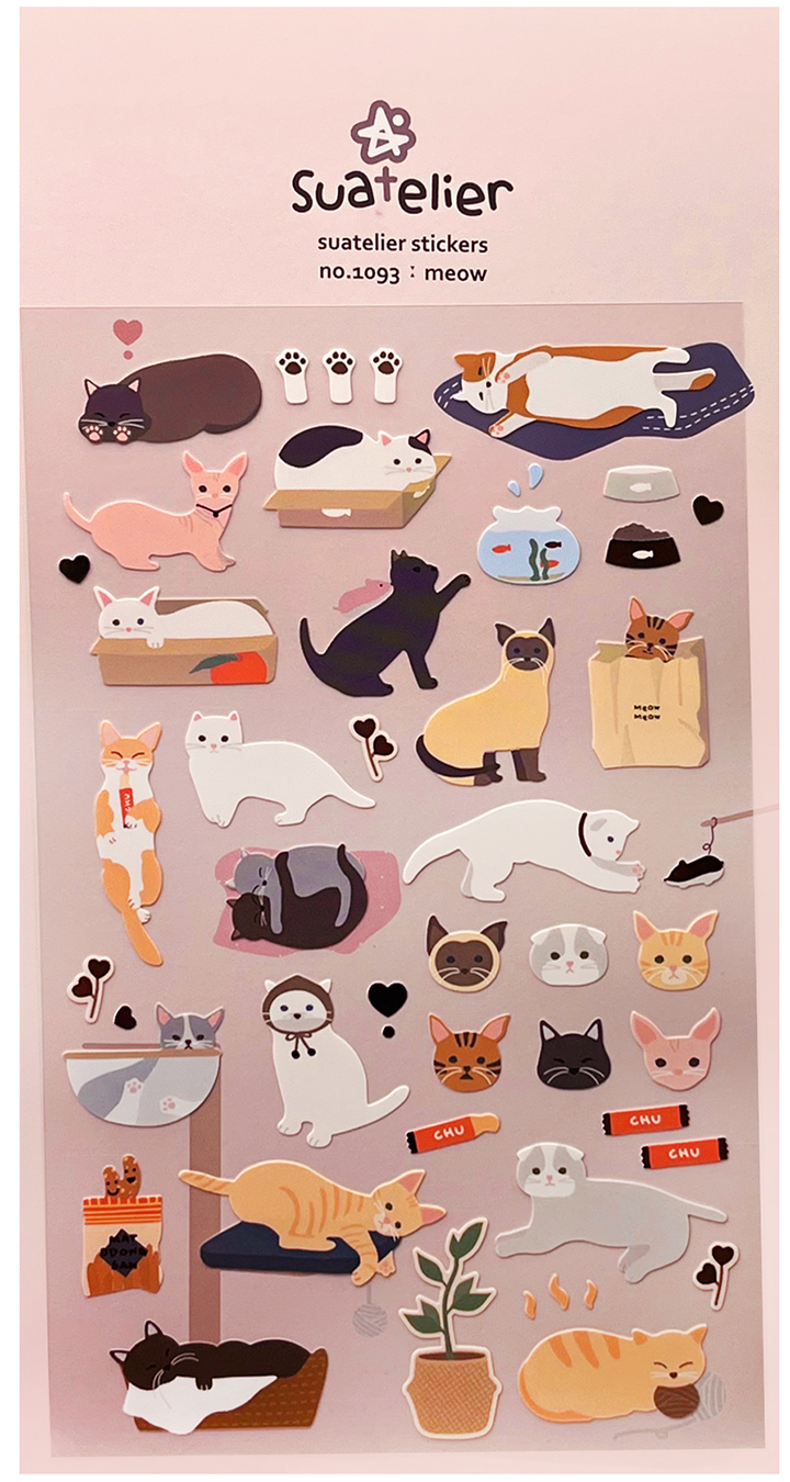 Suatelier Lounging Cats Die-Cut Sticker Sheet