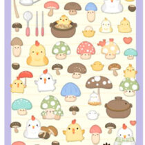 Nekoni Mushroom Chicken Friends Puffy Sticker Sheet