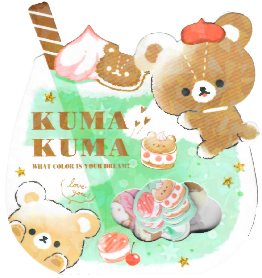 Q-Lia Kuma Kuma Mocha Bears Die-Cut Sticker Sack