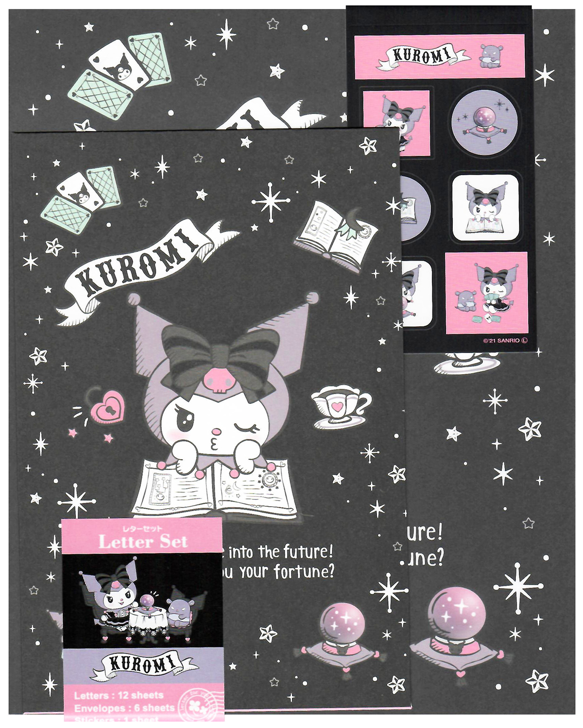 Sanrio My Melody Kuromi Fortune Letter Set w/ Stickers - Kawaii Depot