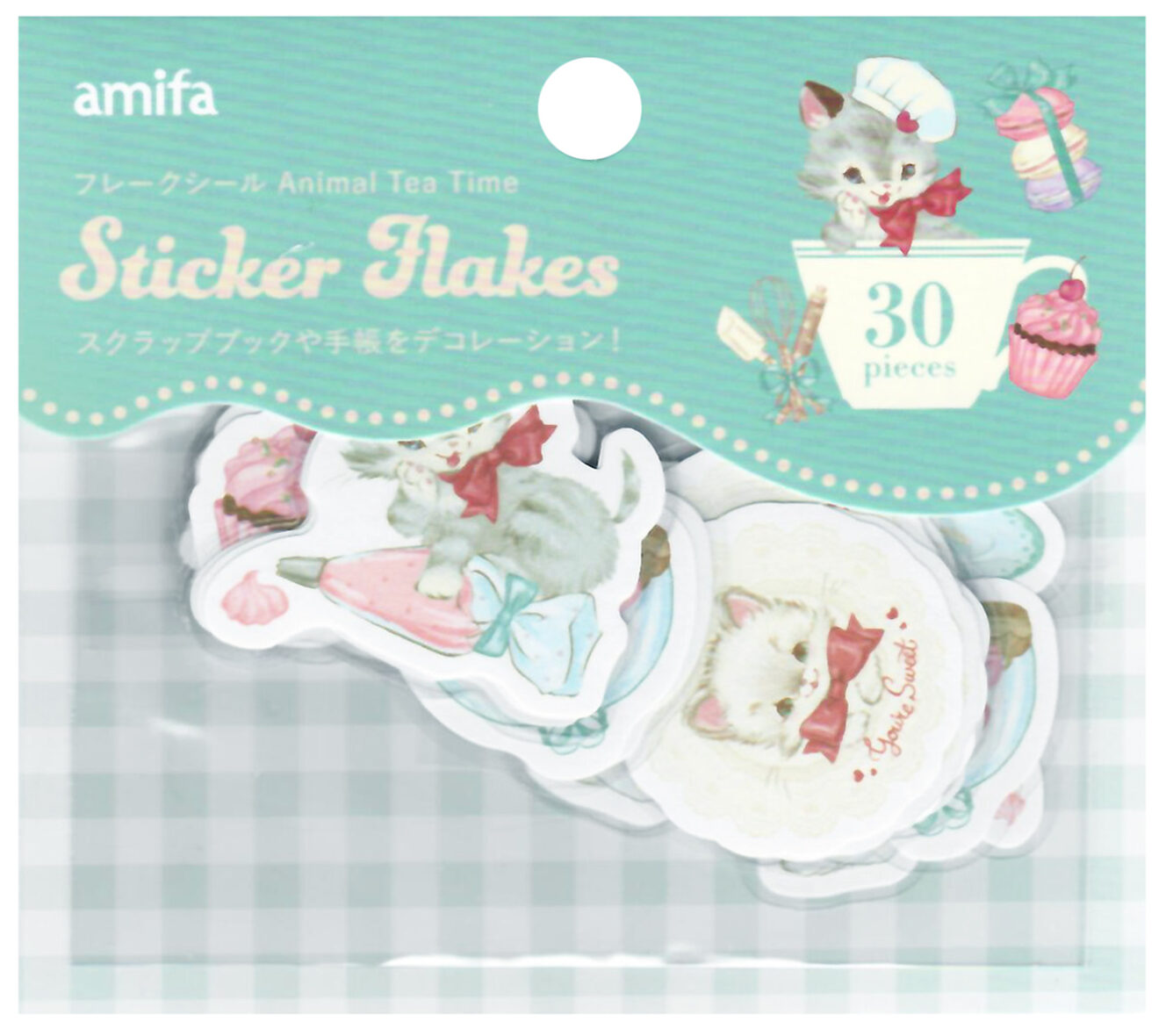 Amifa Cats Animal Tea Time Die-Cut Sticker Sack: Bakery