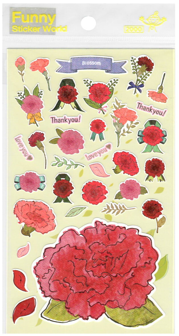 Funny Sticker World Thank You Flowers Sticker Sheet
