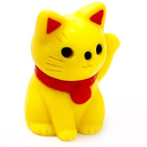 Iwako Maneki Cute Lucky Cat Mini Eraser: Yellow