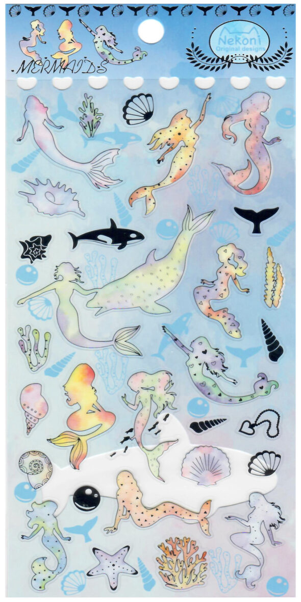 Nekoni Mermaids Metallic Plastic Sticker Sheet