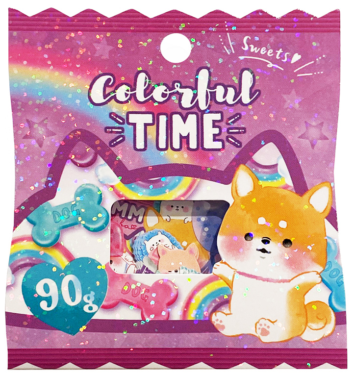Crux Colorful Time Shiba Die-Cut Sticker Sack