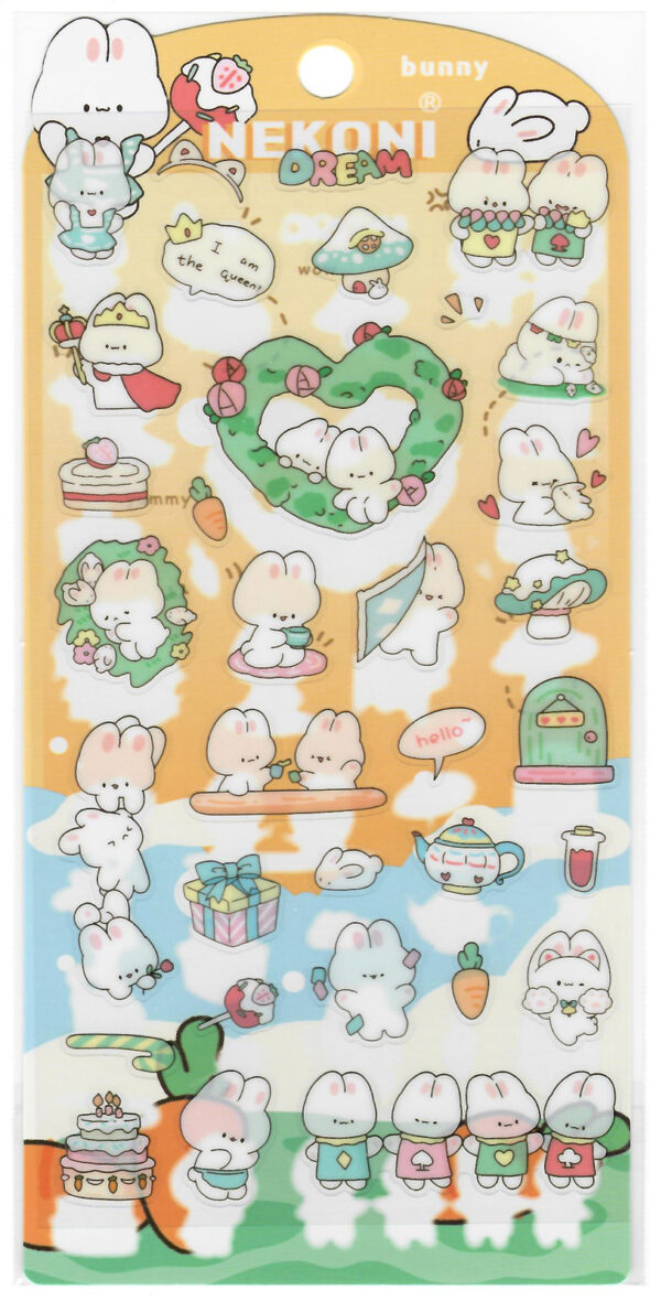 Nekoni Dream Bunnies Die-Cut Plastic Sticker Sheet