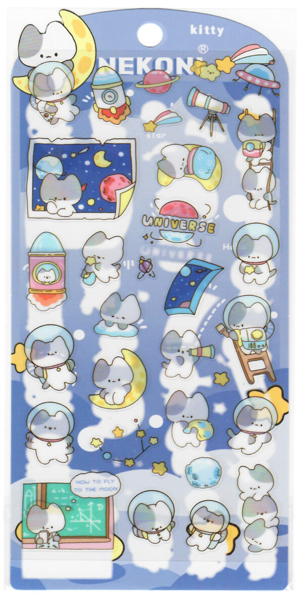 Nekoni Space Cats Die-Cut Plastic Sticker Sheet