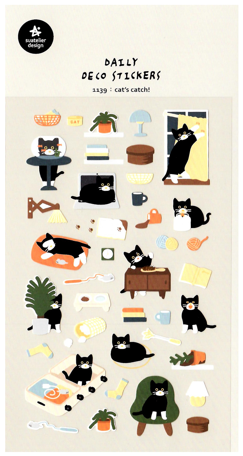 Suatelier Cat's Catch Die-Cut Sticker Sheet - Kawaii Depot