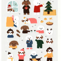 Suatelier Merry Christmas Puppies Die-Cut Sticker Sheet