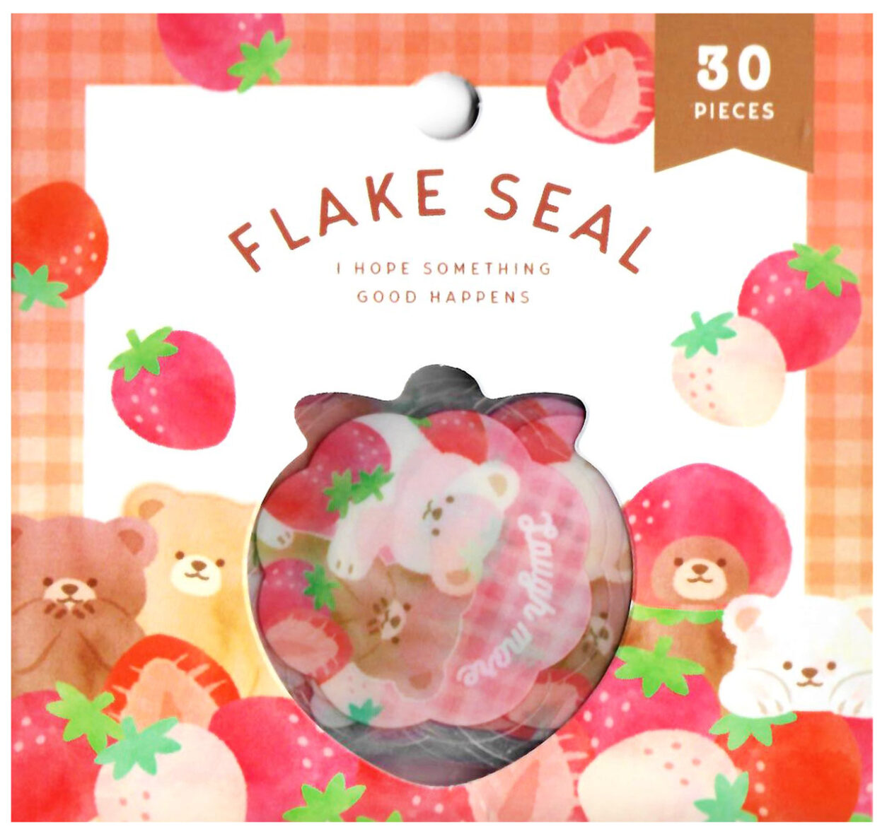 Cute Strawberry Bears Die-Cut Plastic Stickers Sack