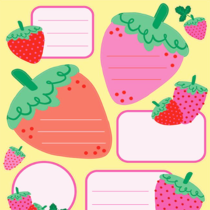 Kawaii Strawberries Jumbo Memo Label Sheets