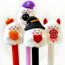 Plastic pen with molded ghost topper/cap