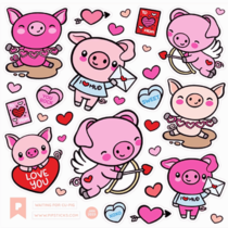 Cupig Pink Valentines Sticker Sheet