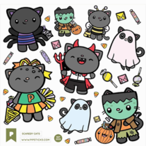 Scary Cats Halloween Sticker Sheet