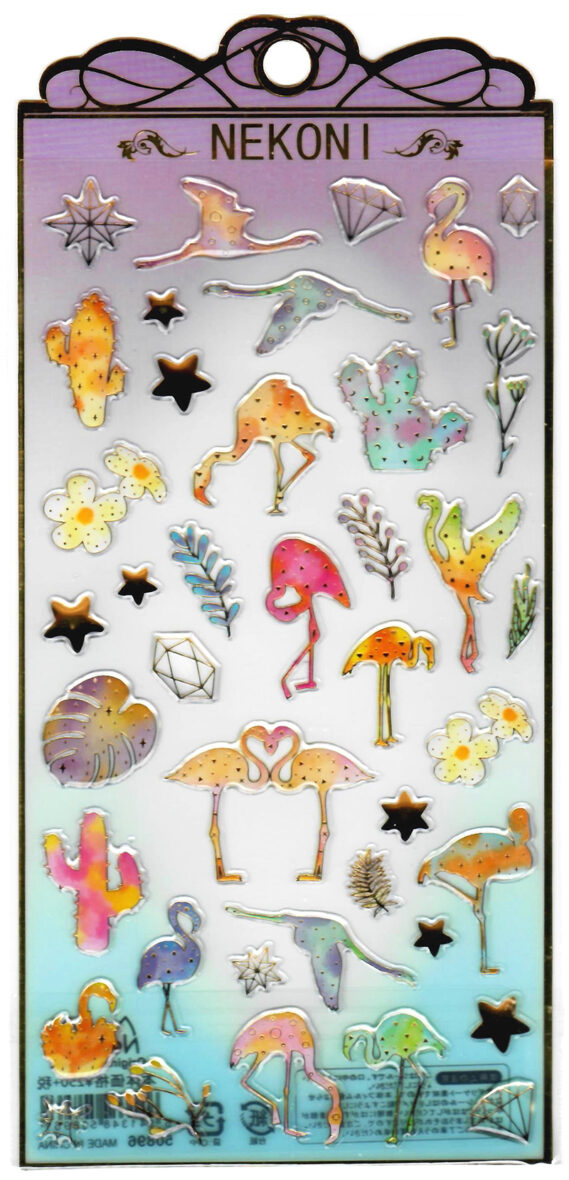 Nekoni Tropical Birds Epoxy Jewel Sticker Sheet
