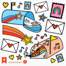 Kawaii Happy Mail Fuzzy Sticker Sheet