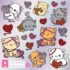 Cats Playing with Hearts Kawaii Sticker Sheet