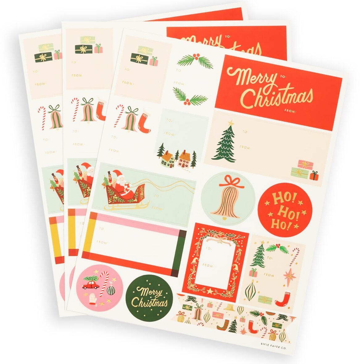 Rifle Paper Co. Deck the Halls Holiday Labels Sheet Set