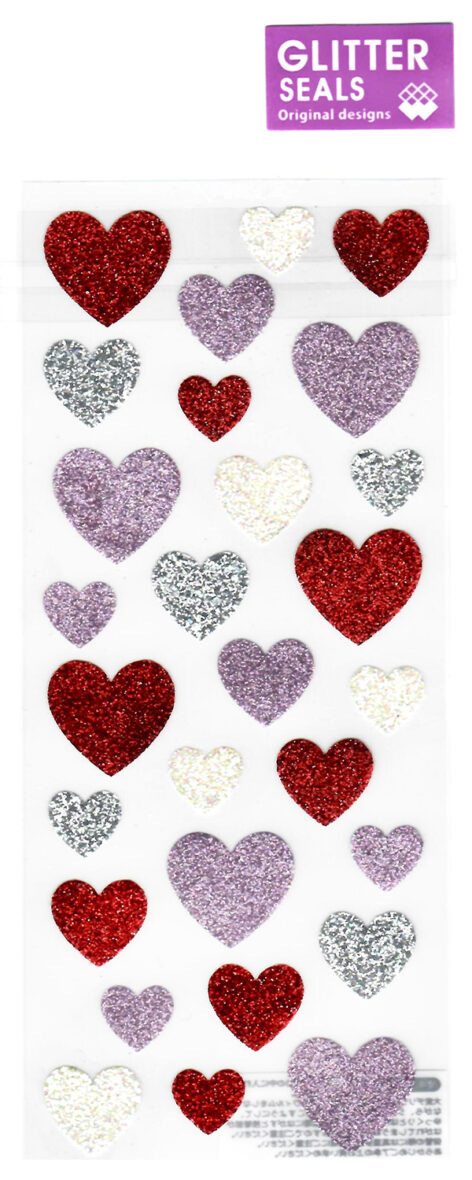 Mind Wave Glittery Hearts Sticker Sheet