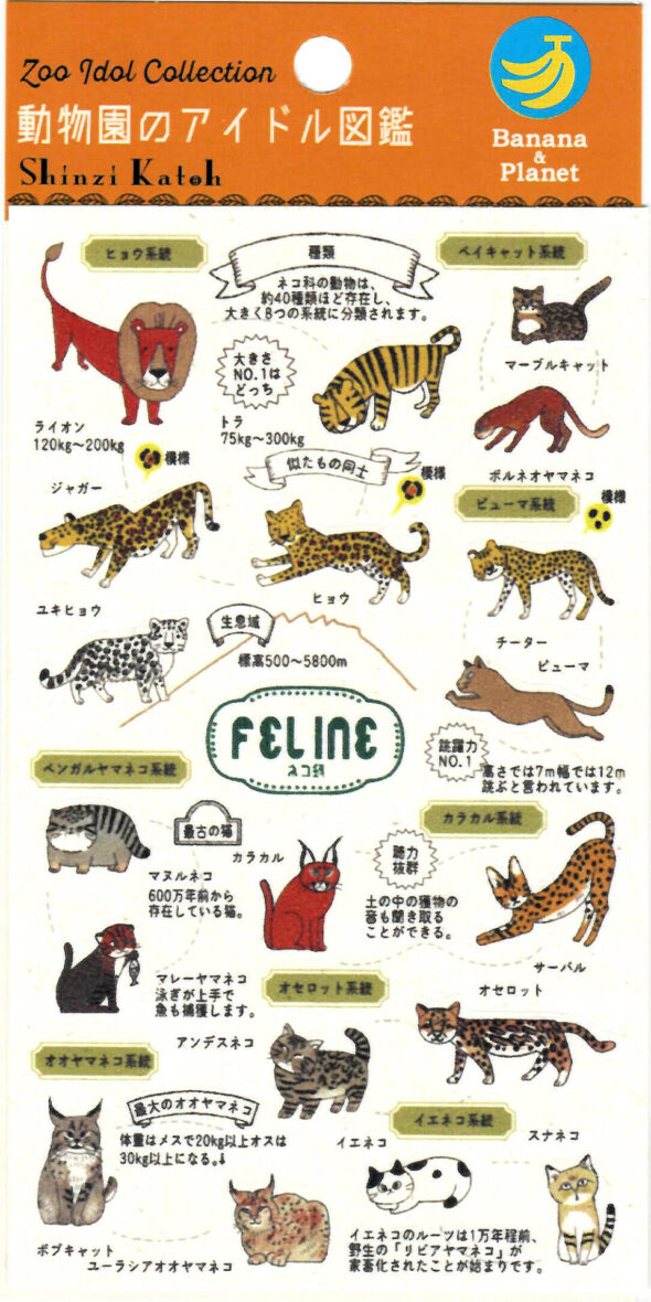 Shinzi Katoh Zoo Idol Sticker Sheet: Wild Cats