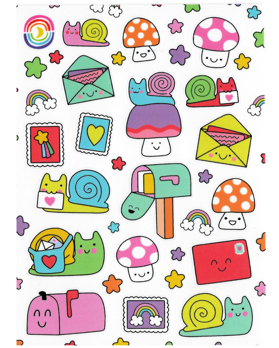 Happy Snail Mail Kawaii Sticker Sheet