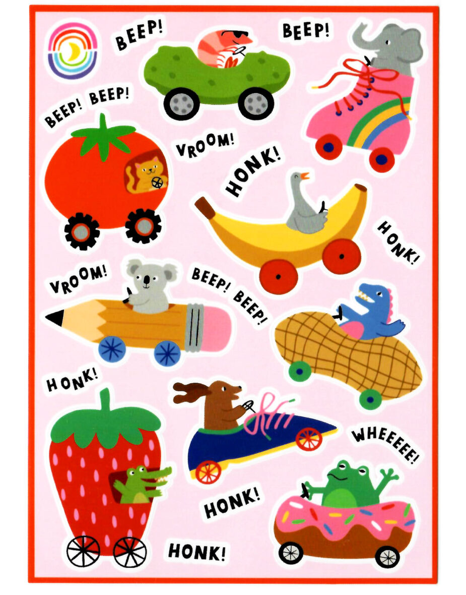 Cute Wheels! Kawaii Sticker Sheet