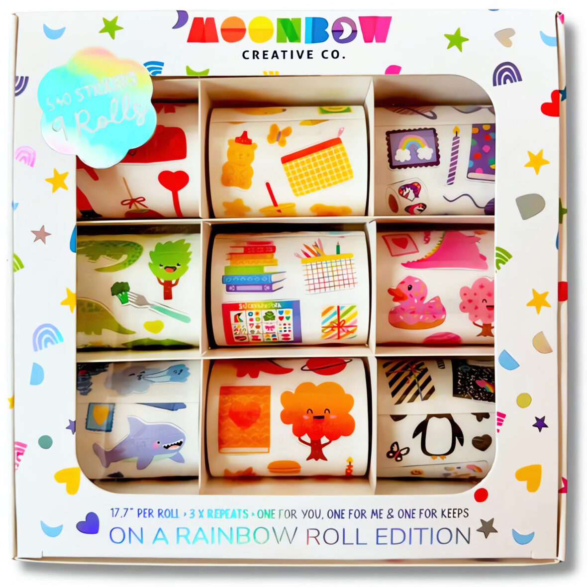 Kawaii Rainbow 9-Roll Sticker Variety Box