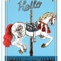 Active Japan Hello Carousel Horse Postcard
