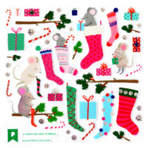 Festive Christmas Mouse Sparkly Sticker Sheet